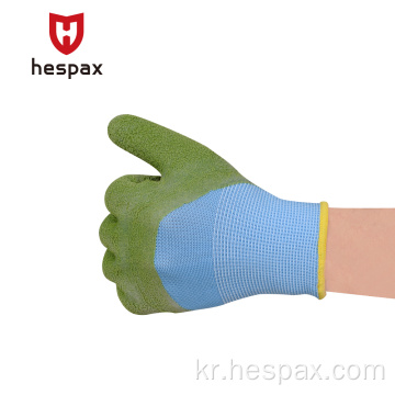Hespax 어린이 여성은 Crinkle Latex 코팅 장갑을 사용합니다